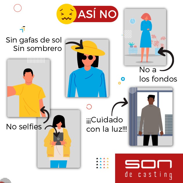 En tus fotos, evita gafas, sombre y selfies